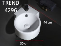 Round washbasin 44x30 cm, in white ceramic