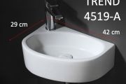 Oval wall-mounted hand basin, 42x29 cm, with tap on the left trend 4519-A