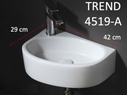 Oval wall-mounted hand basin, 42x29 cm, with tap on the left trend 4519-A
