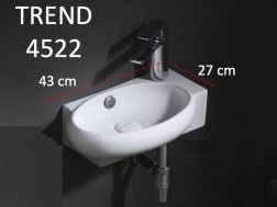 Oval hand basin, 43x27 cm, tap on the right - TREND 4522