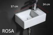 Rectangular hand basin, 37x24 cm, tap on the right - ROSA