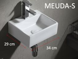 Rectangular hand basin, 34 x 29 cm, in white ceramic - MEDUSA S
