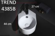 Round corner hand basin, 42x27 cm, white ceramic - TREND 4385D