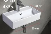 Rectangular washbasin 55x31 cm, white ceramic - TREND 4335