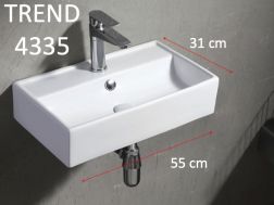 Rectangular washbasin 55x31 cm, white ceramic - TREND 4335