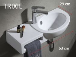 Hand washbasin with storage, 63x29 cm, ceramic - TRIXIE