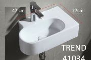 Oval hand basin, 47x27 cm, white ceramic - trend 41037