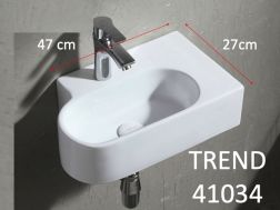 Oval hand basin, 47x27 cm, white ceramic - trend 41037