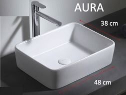 Washbasin, 48x38 cm, in white ceramic - AURA