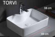 Washbasin, 49x38 cm, in white ceramic - TORVI