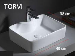 Washbasin, 49x38 cm, in white ceramic - TORVI
