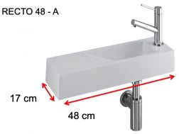 Washbasin, 17 x 48 cm, tap on the right - RECTO 48 A
