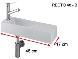 Washbasin, 17 x 48 cm, tap on the left - RECTO 48 B