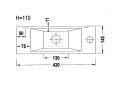 Washbasin, 15x42 cm, tap on the right - RECTO 42 A