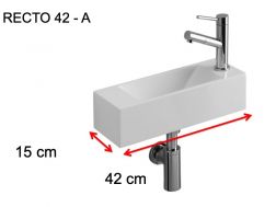 Washbasin, 15x42 cm, tap on the right - RECTO 42 A
