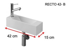 Washbasin, 15x42 cm, tap on the left - RECTO 42 B