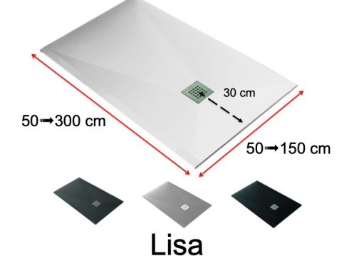 Shower trays, very large, smooth finish - LISA