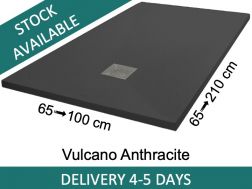 Shower tray, 100 cm, Acrystone resin - VULCANO Anthracite