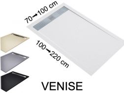 Shower tray, drain, in mineral resin - VENISE INOX 100