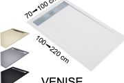 Shower tray, drain, in mineral resin - VENISE INOX 150