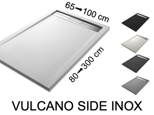 Shower tray, gutter, 120 cmAcrystone resin - VULCANO SIDE INOX