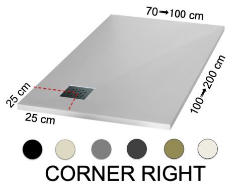 Shower tray with right-angled drain - CORNER Right 120