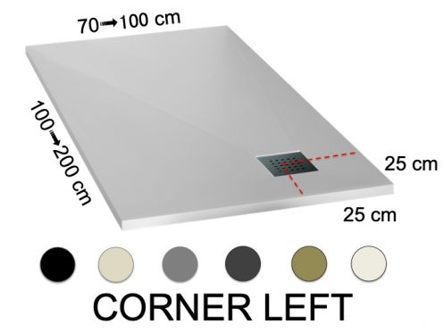 Shower tray with outlet in left angle - CORNER left