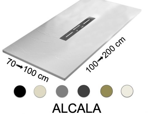 Shower tray, central drain, in resin - ALCALA 100