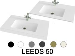 Washbasin top, 80 x 46 cm, suspended or free-standing - LEEDS 50