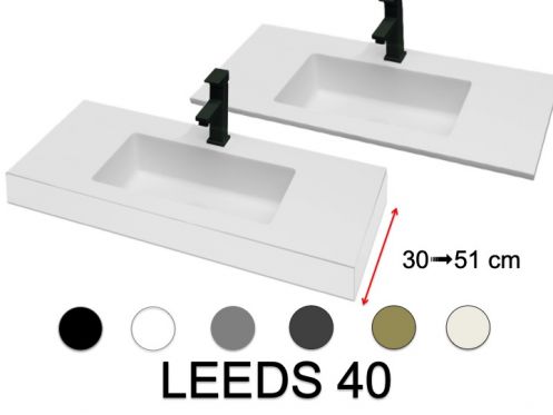 Washbasin counter, 100 x 40 cm, suspended or freestanding - LEEDS 40