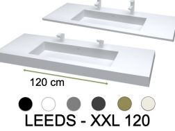 Vanity top, basin 120 cm, 140 x 46 cm, suspended or free-standing - LEEDS XXL 120