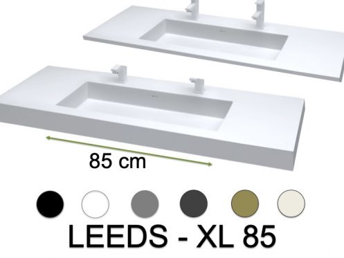 Washbasin counter, basin 85 cm, 130 x 46 cm, suspended or free-standing - LEEDS XL 85