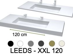 Vanity top, basin 120 cm, 160 x 46 cm, suspended or free-standing - LEEDS XXL 120