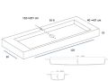Vanity top, basin 120 cm, 170 x 46 cm, suspended or free-standing - LEEDS XXL 120