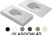 Design washbasin counter, 60 x 46 cm, suspended or free-standing - GLASGOW 40