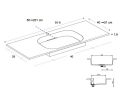 Design washbasin counter, 70 x 46 cm, suspended or free-standing - GLASGOW 40