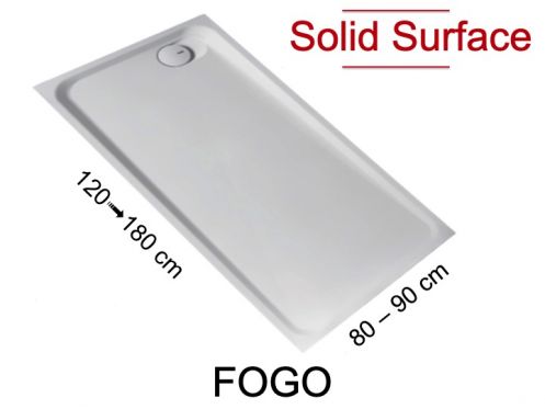 Shower tray, right angle waste, Solid Surface resin - FOGO
