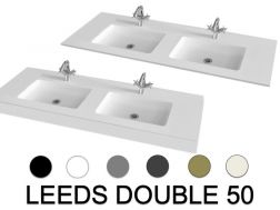 Double washbasin top, 120 x 46 cm, suspended or built-in - LEEDS DOUBLE 50