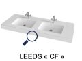 Double washbasin top, 120 x 46 cm, suspended or built-in - LEEDS DOUBLE 50