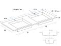 Double washbasin top, 120 x 46 cm, suspended or built-in - LEEDS DOUBLE 50