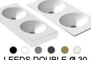 Vanity top, double round basin, 100 x 40 cm, suspended or freestanding - LEEDS DOUBLE Ø 30