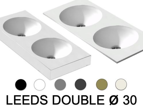 Vanity top, double round basin, 100 x 40 cm, suspended or freestanding - LEEDS DOUBLE  30