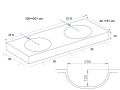 Vanity top, double round basin, 100 x 40 cm, suspended or freestanding - LEEDS DOUBLE  30