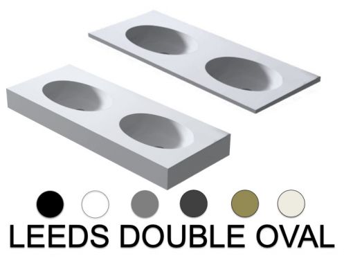 Washbasin top, oval basin, 120 x 46 cm, suspended or free-standing - LEEDS DOUBLE OVAL