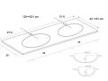 Washbasin top, oval basin, 120 x 46 cm, suspended or free-standing - LEEDS DOUBLE OVAL