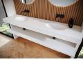 Washbasin top, oval basin, 120 x 46 cm, suspended or free-standing - LEEDS DOUBLE OVAL