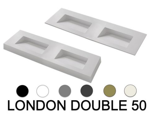 Double channel sink, 120 x 46 cm, suspended or free-standing - LONDON DOUBLE 50
