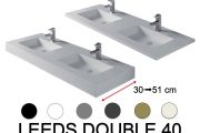 Double vanity top, 100 x 40 cm, shallow depth - LEEDS DOUBLE 40