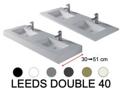 Double vanity top, 100 x 40 cm, shallow depth - LEEDS DOUBLE 40