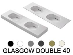 Design double sink countertop, 100 x 46 cm - GLASGOW DOUBLE 40